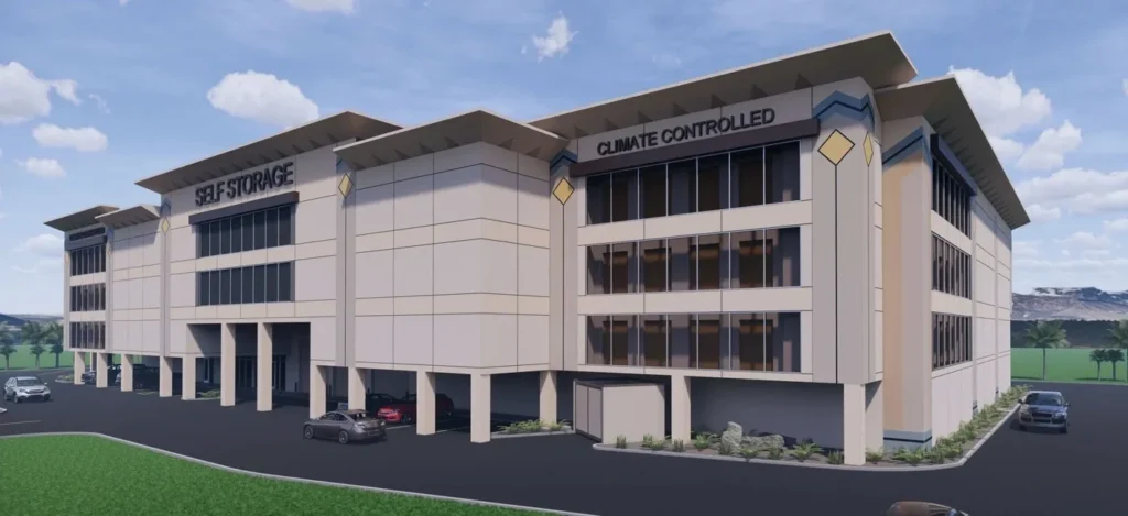 Self-storage facility with climate control features.