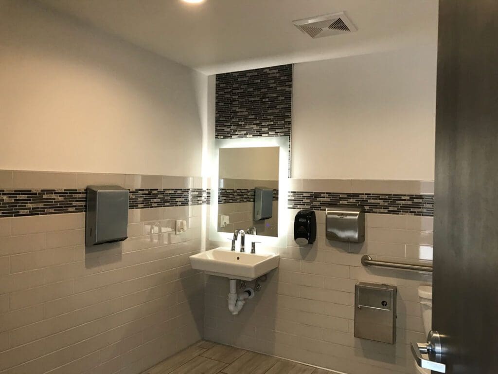 Tucson Orange Grove Self Storage bathroom with lighted mirror and quality finishes