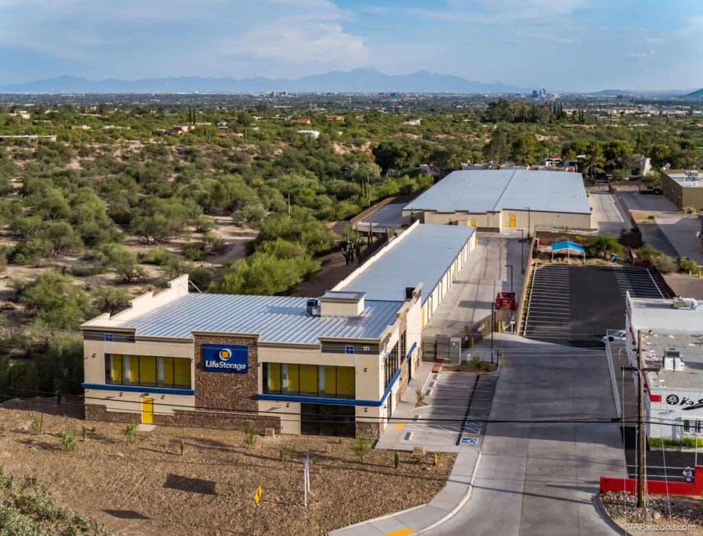 Tucson Orange Grove Self Storage aerial photo of the building with windows