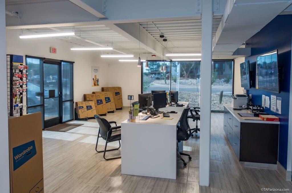 Tucson Orange Grove Self Storage rental office with security cameras