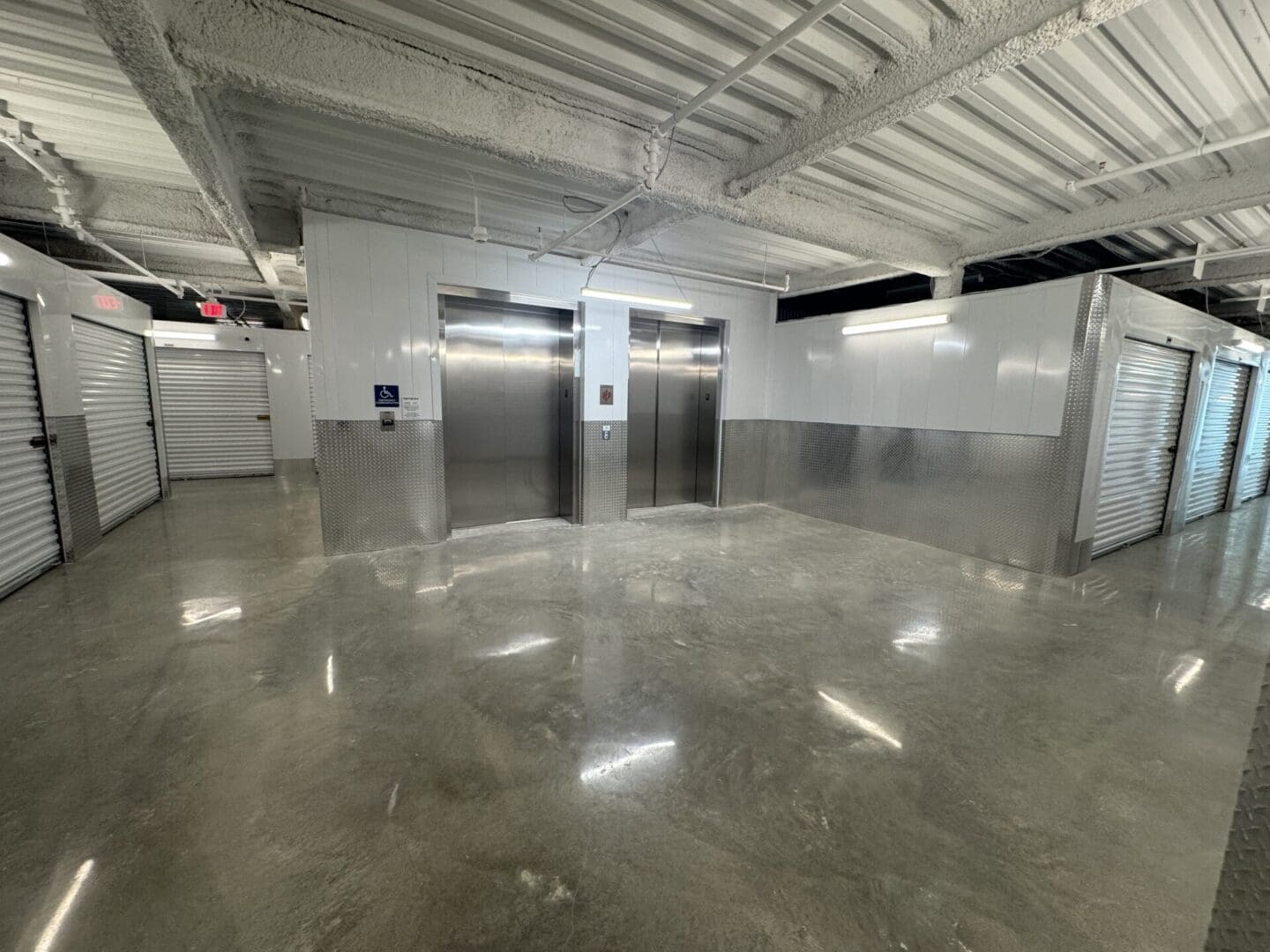 Clean concrete floors and elevators