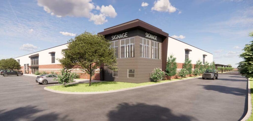 St Petersburg Florida Self Storage Artist Rendering multi-story building with brick accents