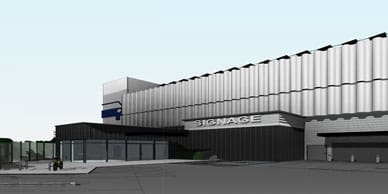 Rendering of a multi-level storage building with modern design