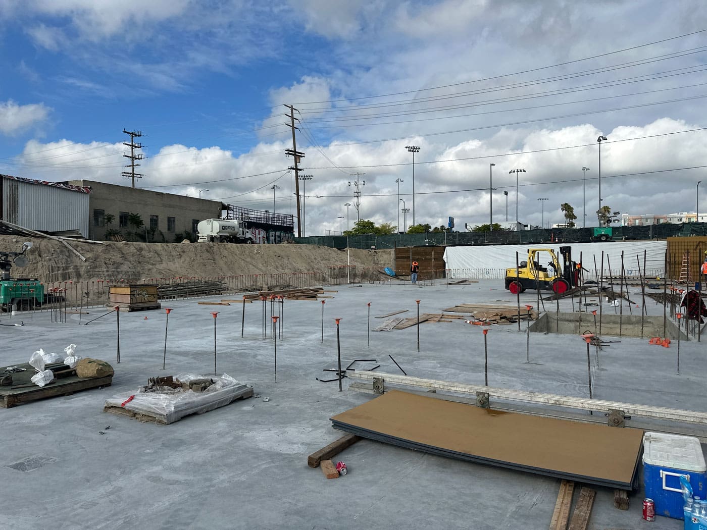 Photo of a construction self storage site with concrete slab